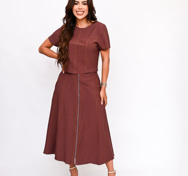 Conjunto Feminino com Saia Midi - Pistachio